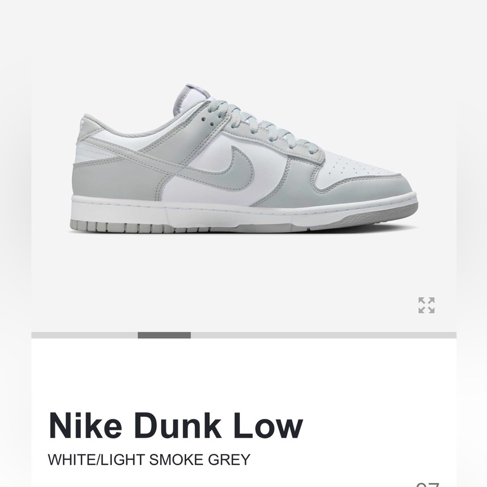 Nike dunk low white/ light smoke grey size 8.5 women's - Picture 7 of 7